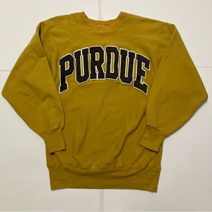 Vtg 80s Champion Reverse Weave Purdue Sweatshirt Mustard Yellow USA Mens XL- XXL